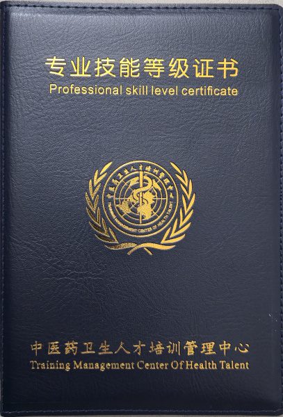 Professional skill level certificate - cover - Yang Wang
